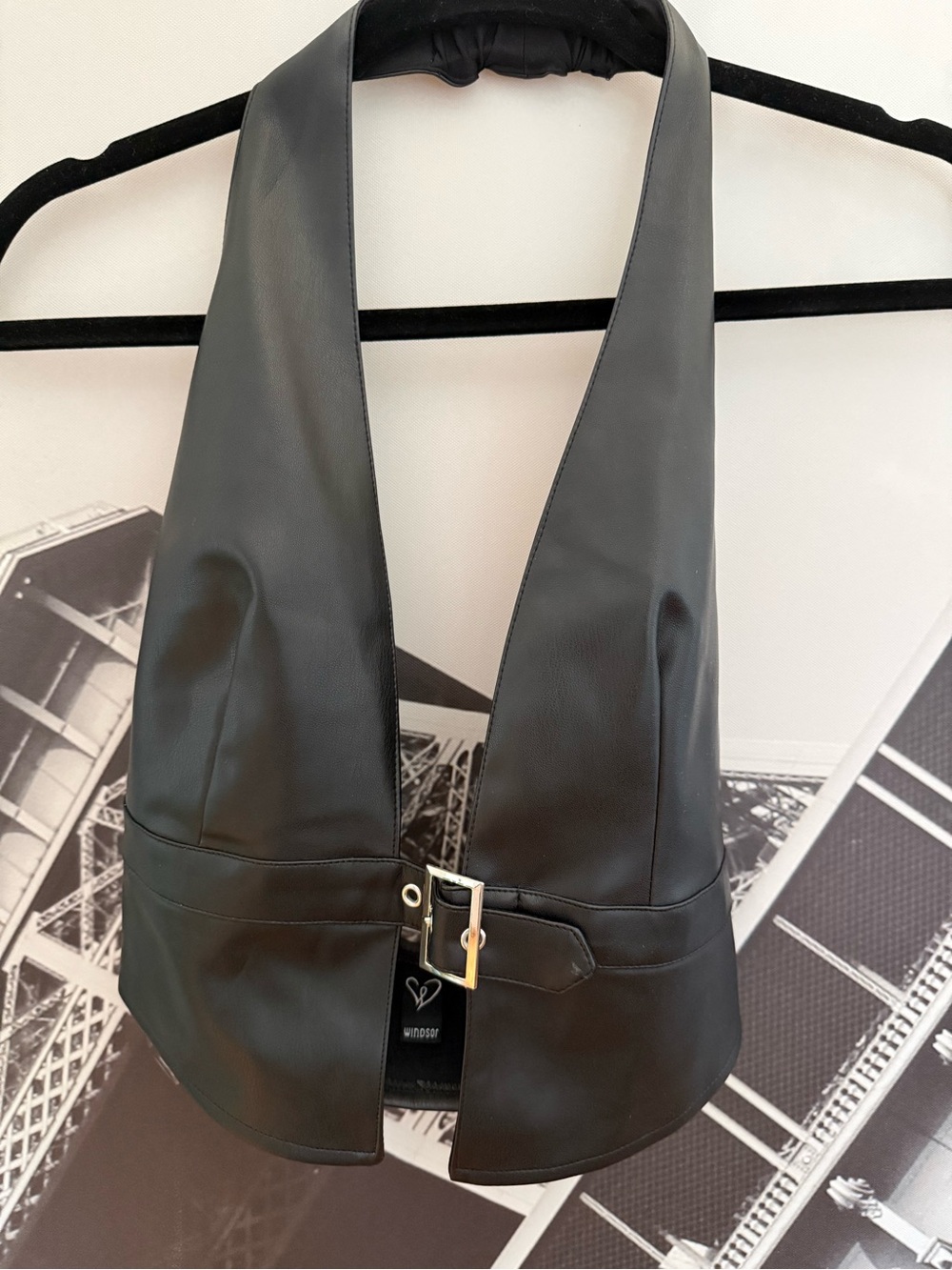 Windsor Black Halter-Style Top with Buckle